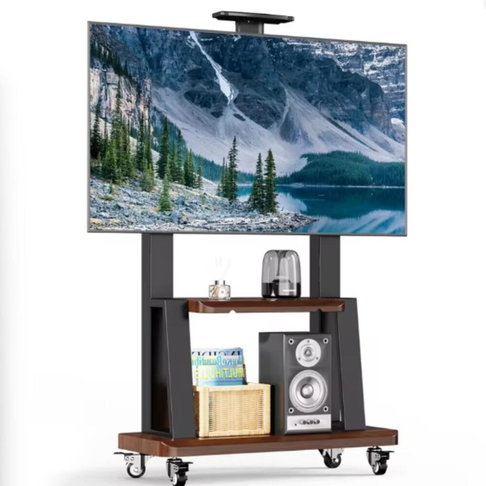 Soporte De Tv Móvil Con Ruedas 32"-75" Y Estantes Ajustables image number 0.0