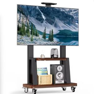 Soporte De Tv Móvil Con Ruedas 32"-75" Y Estantes Ajustables