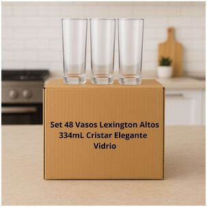 Set 48 Vasos Lexington Altos 334ml Cristar Elegante Vidrio