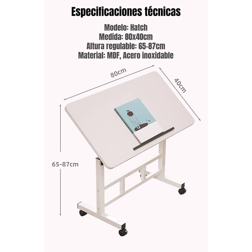 Escritorio Plegable Hatch 80x40cm Con Barrera Antideslizante image number 6.0