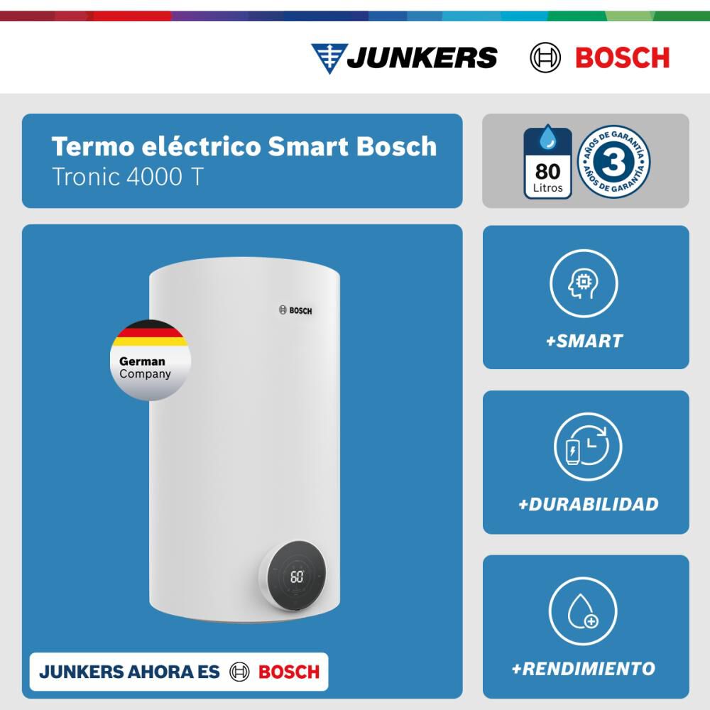 Termo El&eacute;ctrico Bosch Tronic 4000 T / 80 Litros image number 1.0