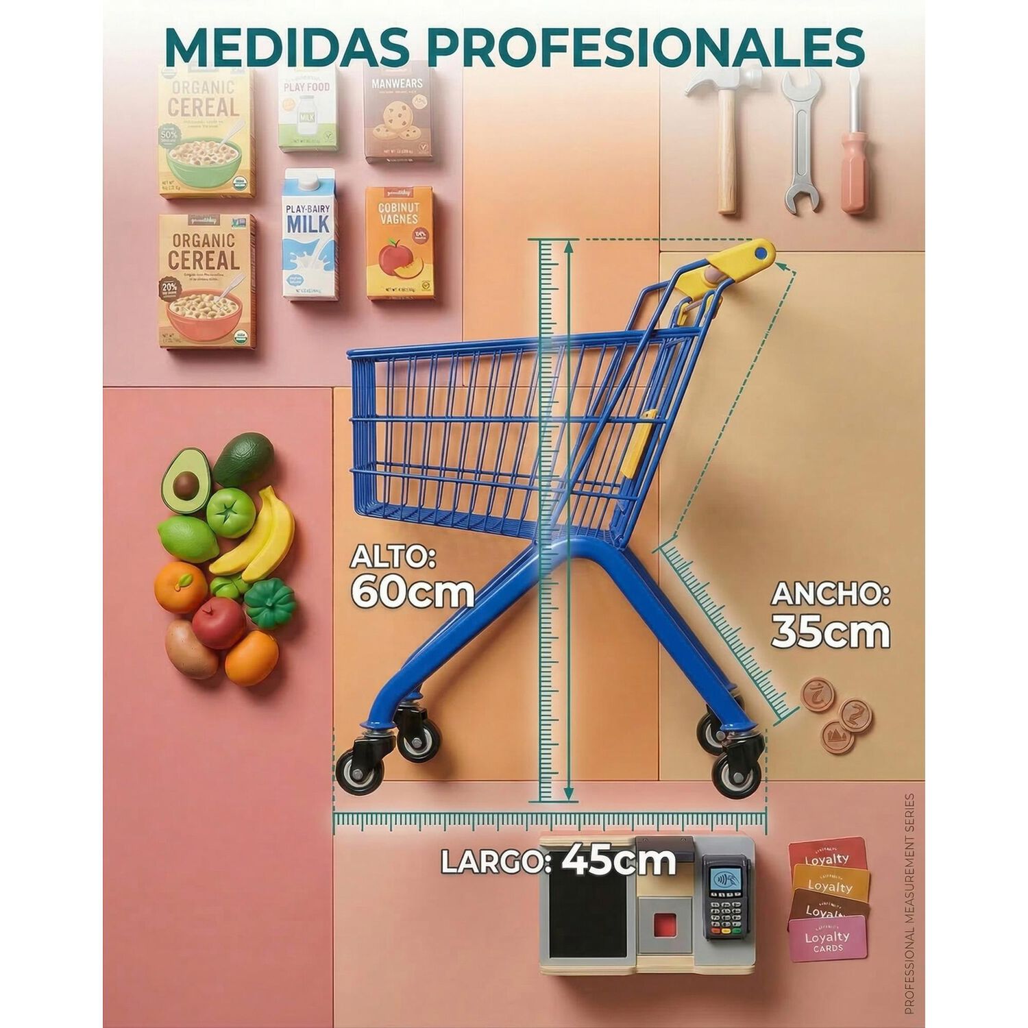 Carro De Supermercado Infantil De Metal Juguete image number 17.0