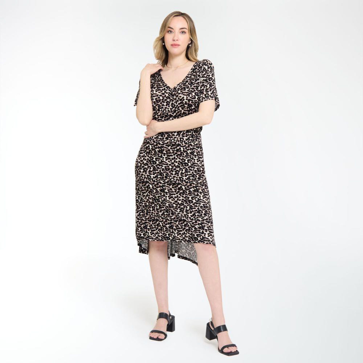 Vestido Full Print Manga Corta Cuello V Mujer Lesage image number 0.0