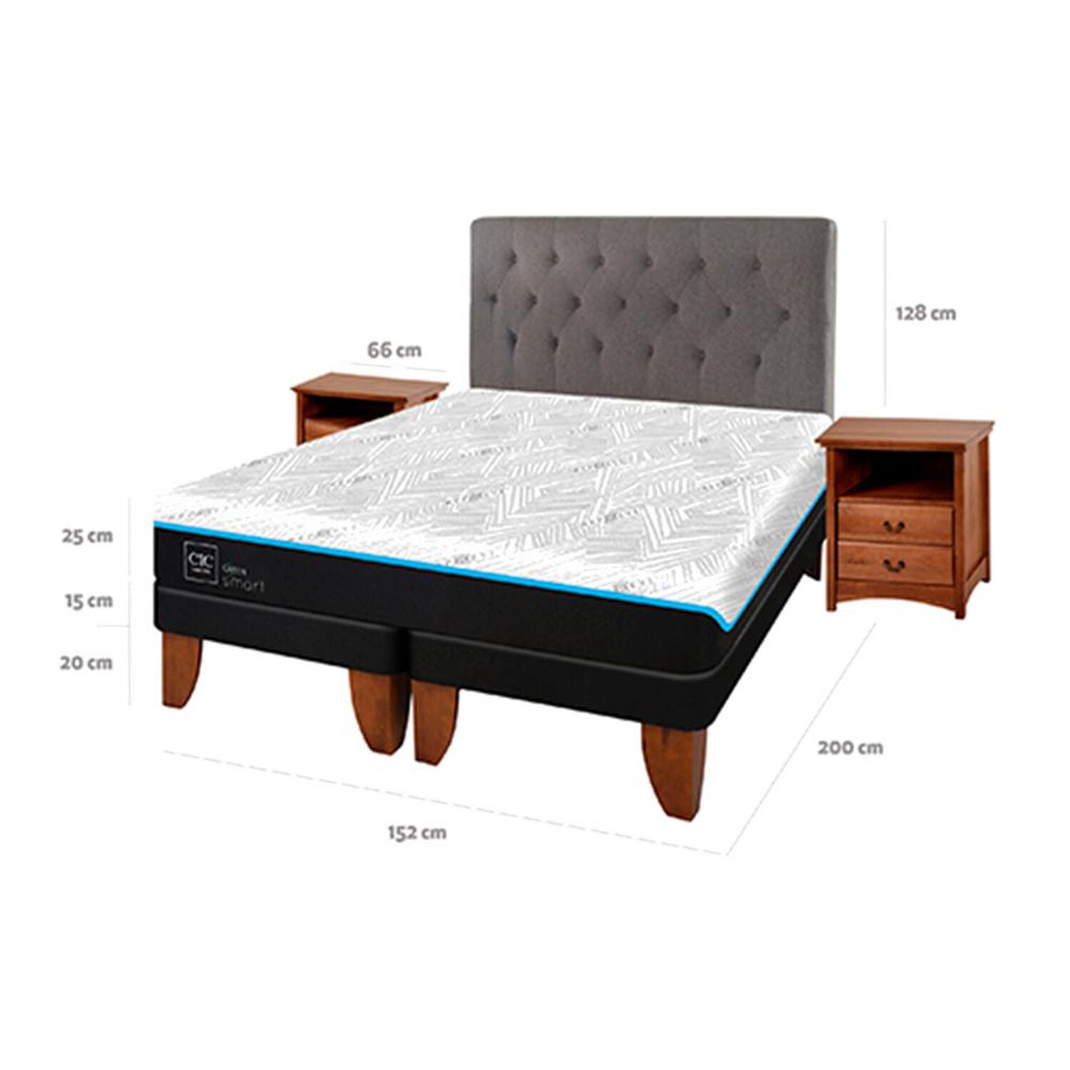 Cama Europea Cic Green Infinity / King / Base Dividida + Set De Maderas image number 6.0