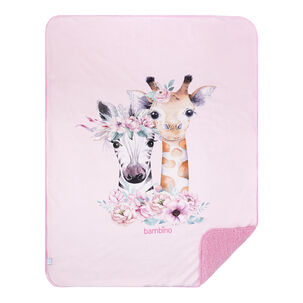 Frazada De Sherpa Fucsia Animales Niña