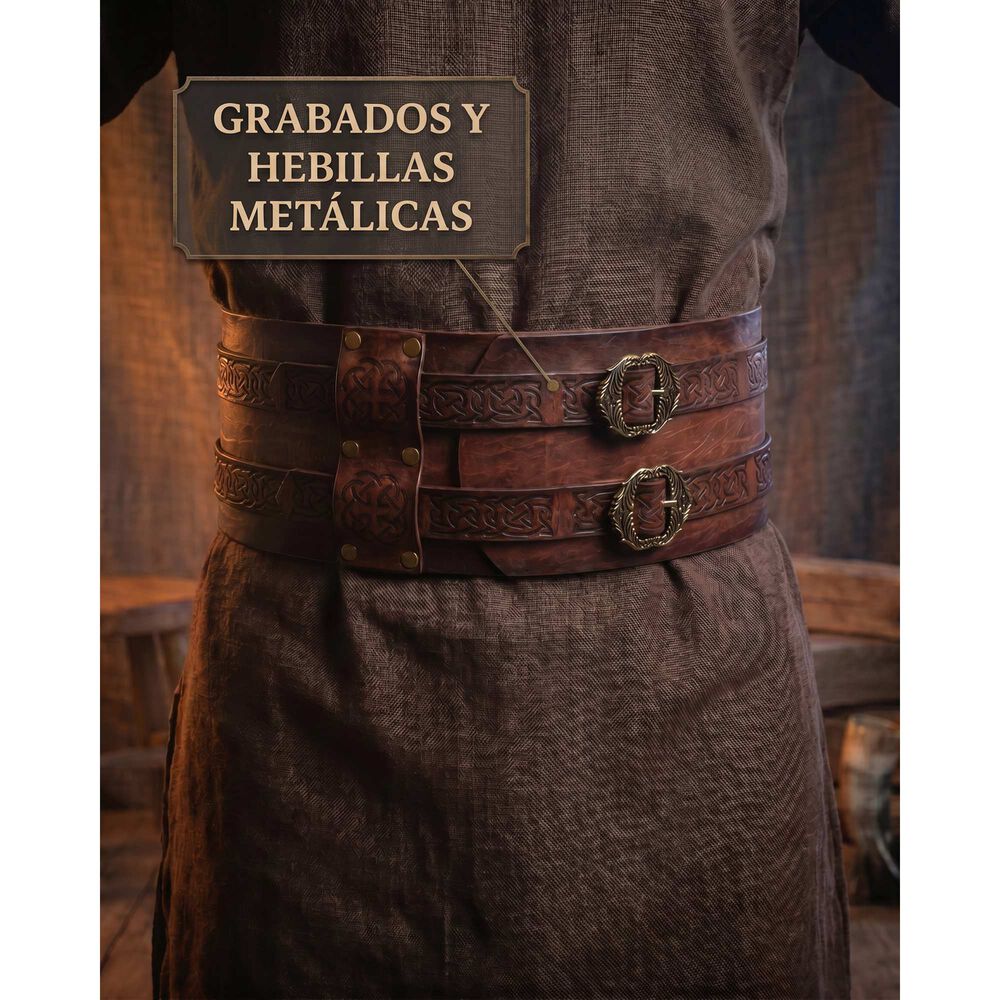 Cinturon Vikingo Medieval De Cuero Pu Accesorio Cosplay image number 8.0