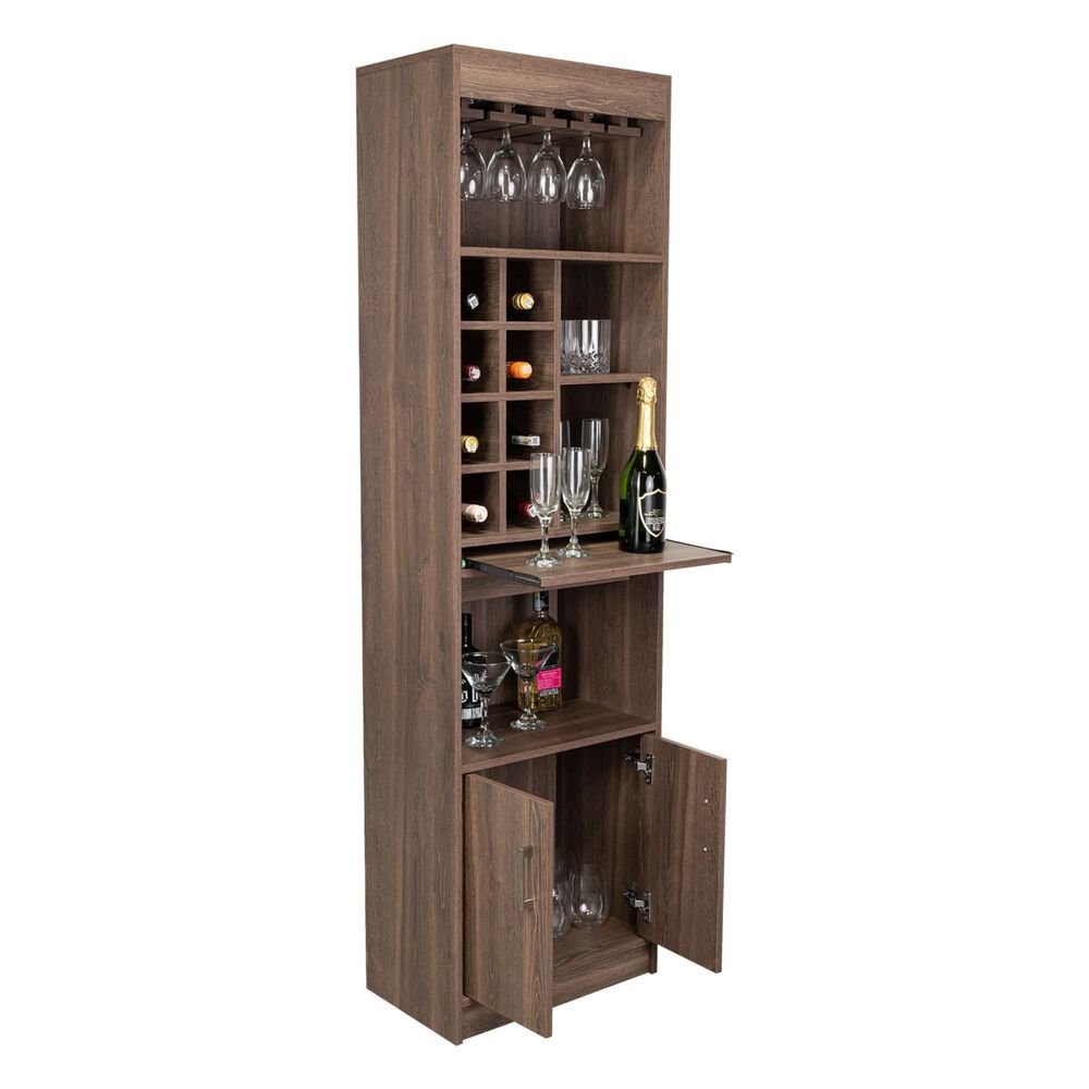 Bar Alto 8 Botelleros Repisa Extensible Café Oscuro 180 Cm X 32 Cm X 51 Cm image number 1.0