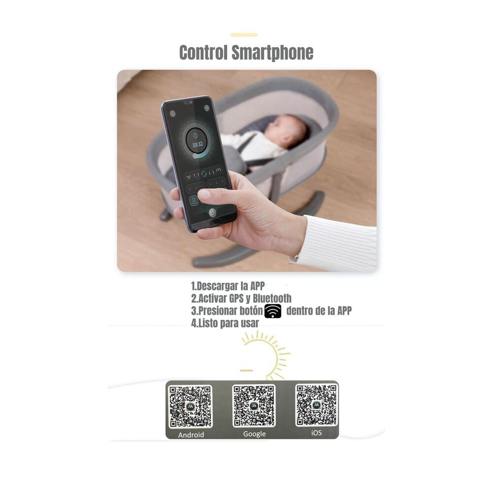 Cuna Mecedora El&eacute;ctrica 2 En 1 Mastela Gris Lubabycas image number 6.0