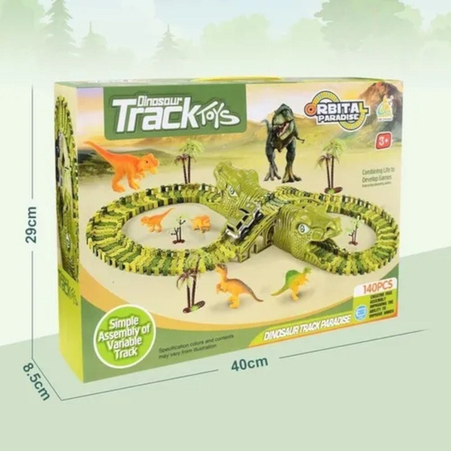 Pista Dinosaurio Jurassic Jungla Armable Flexible 140 Pcs image number 3.0
