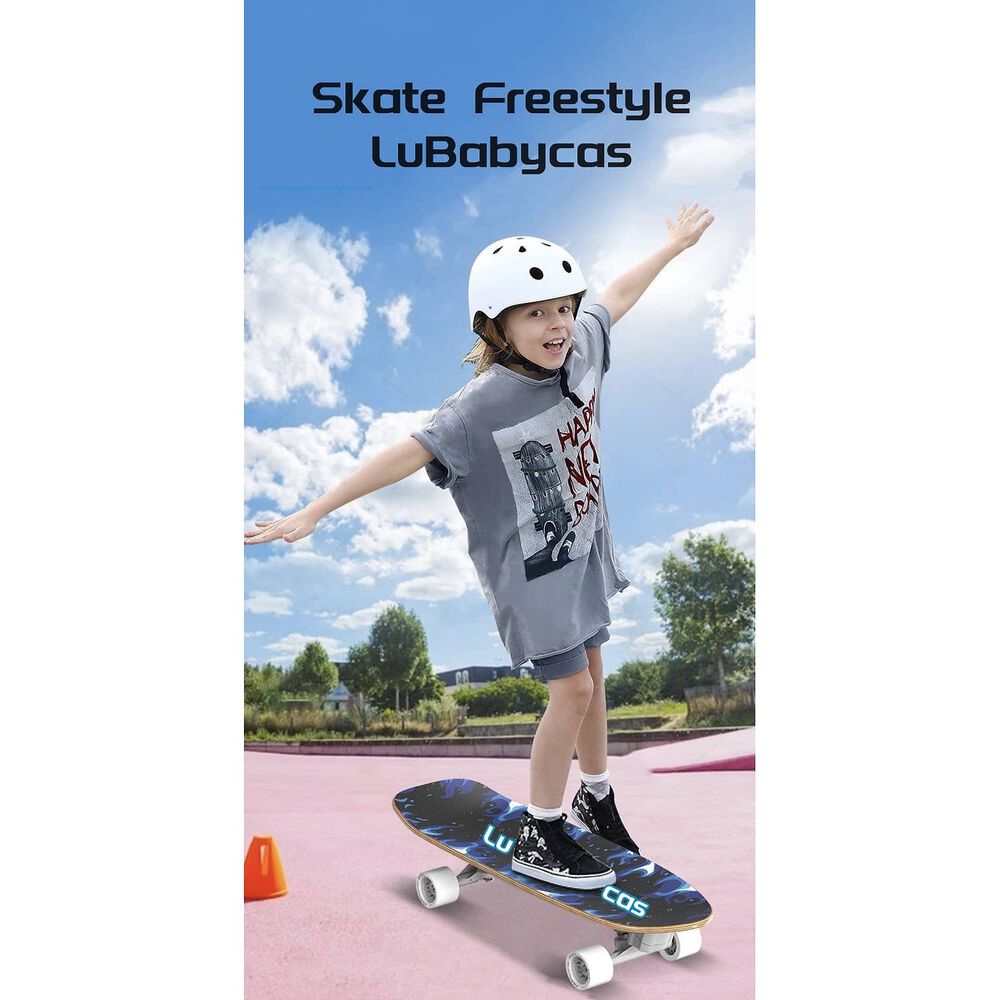 Skate Patineta De Madera Con Luces Freestyle Negra Lubabycas image number 1.0
