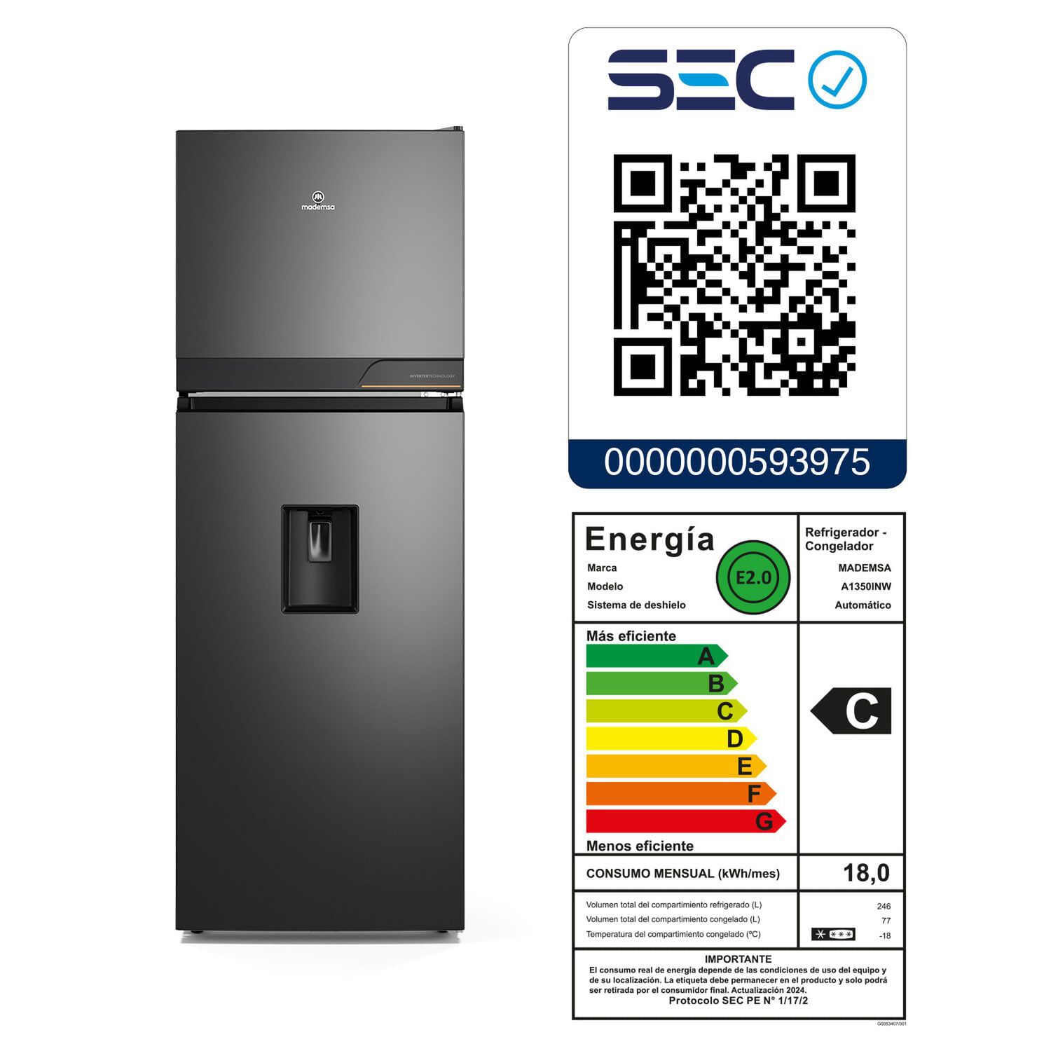 Refrigerador 323l No Frost Top Freezer Inverter Altus 1350inw image number 9.0