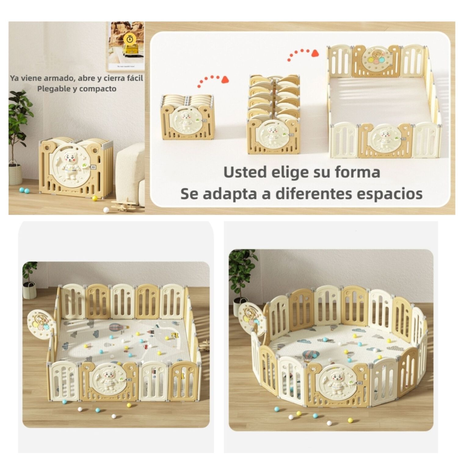 Corral Beb&eacute; 153x160cm Con Accesorios Lubabycas image number 2.0