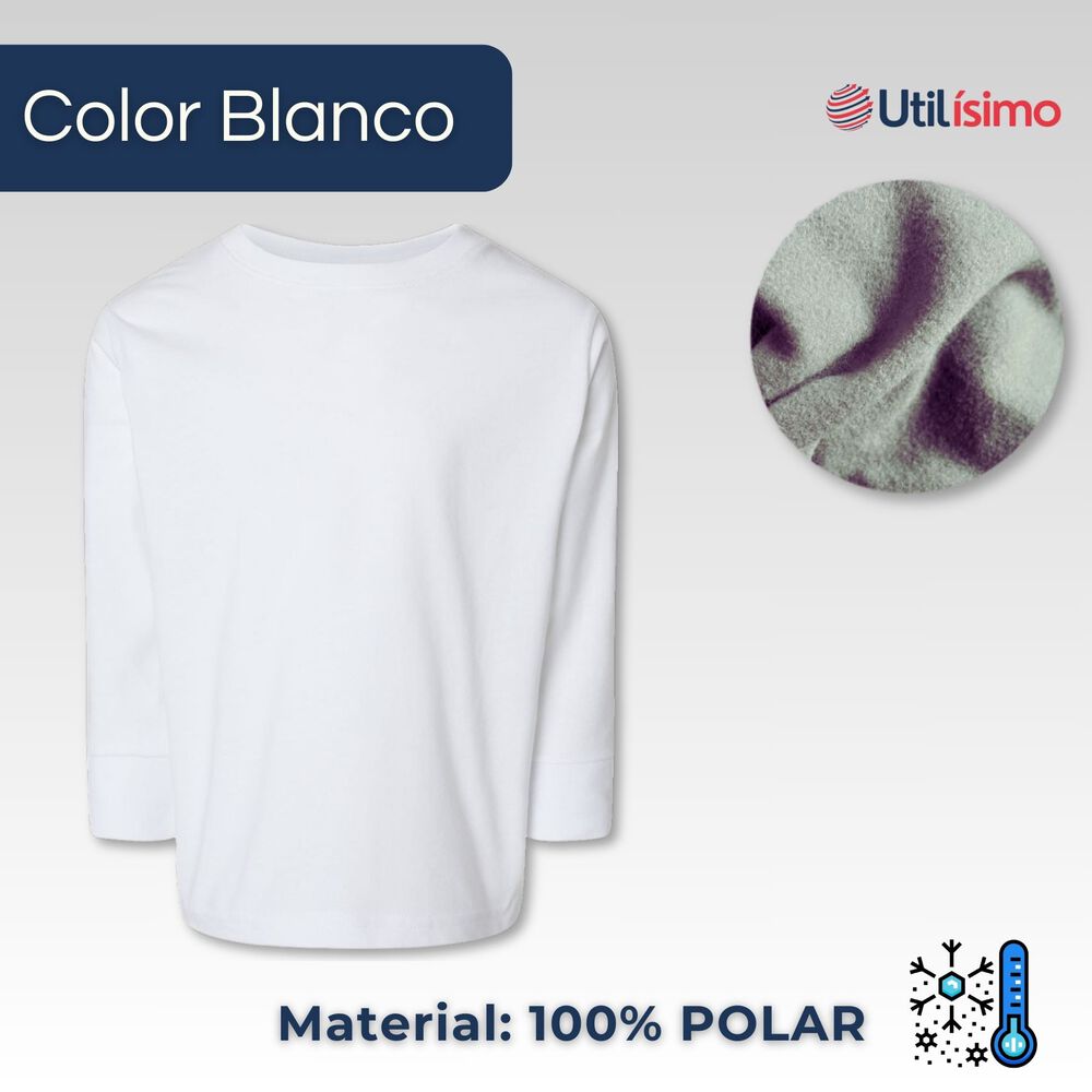 Pack 3 Camisetas Poleras Polar Manga Larga Primera Capa Blanco image number 1.0