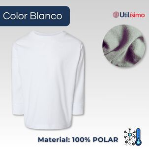 Pack 3 Camisetas Poleras Polar Manga Larga Primera Capa Blanco
