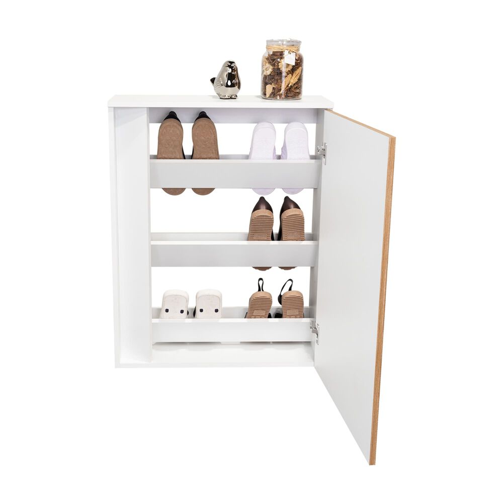 Mueble Zapatero Organizador 80,6x63,2x22,1 Cm Blanco Y Café Claro image number 2.0