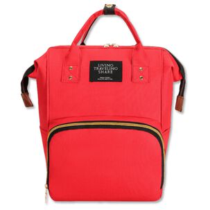 Mochila Maternal Bolso Pañalera Nylon Bebé Diseño Unicolor Térmica E Impermeable Dark Red