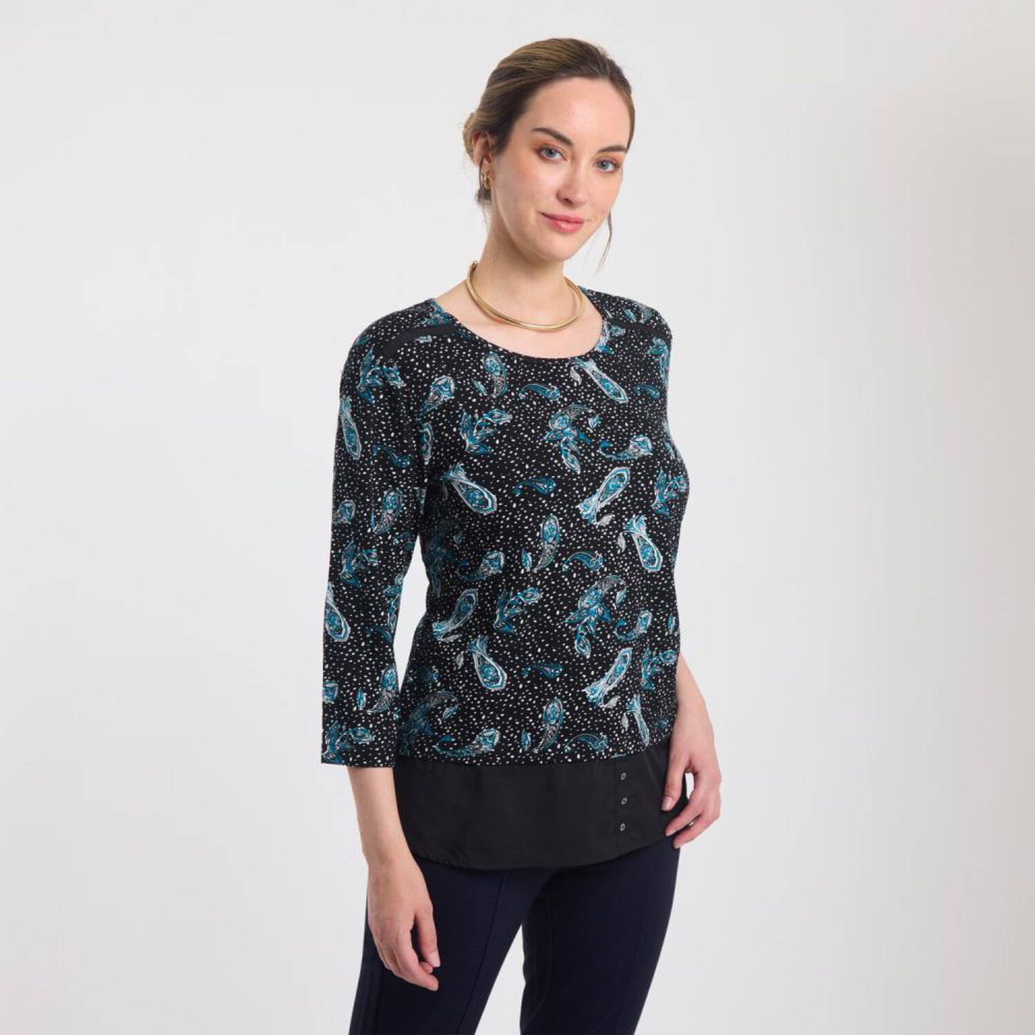 Polera Full Print Con Blusa Manga Larga Cuello Redondo Mujer Lesage image number 2.0