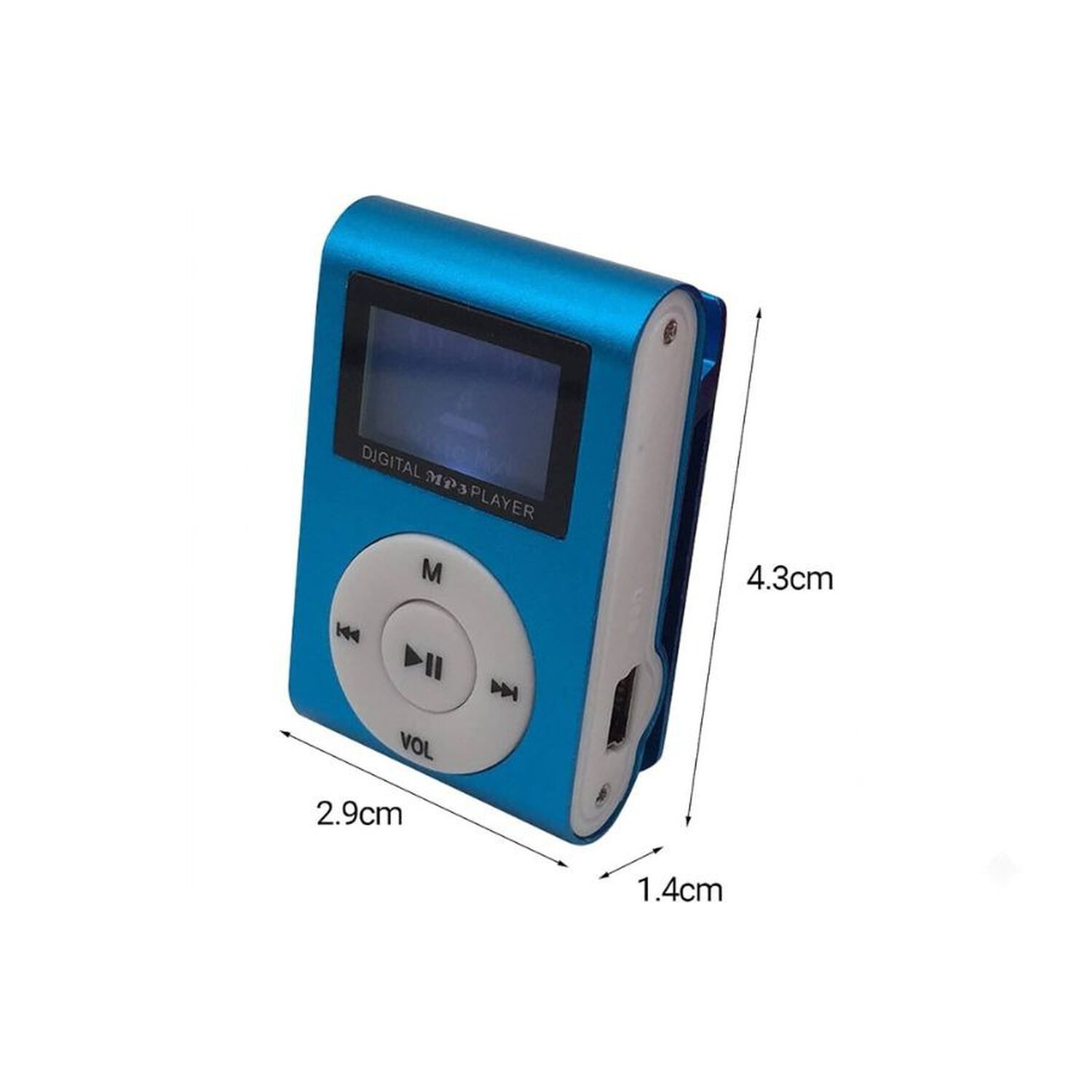 Reproductor Mp3 Digital Clip Met&aacute;lico Azul Con Pantalla Lcd image number 1.0