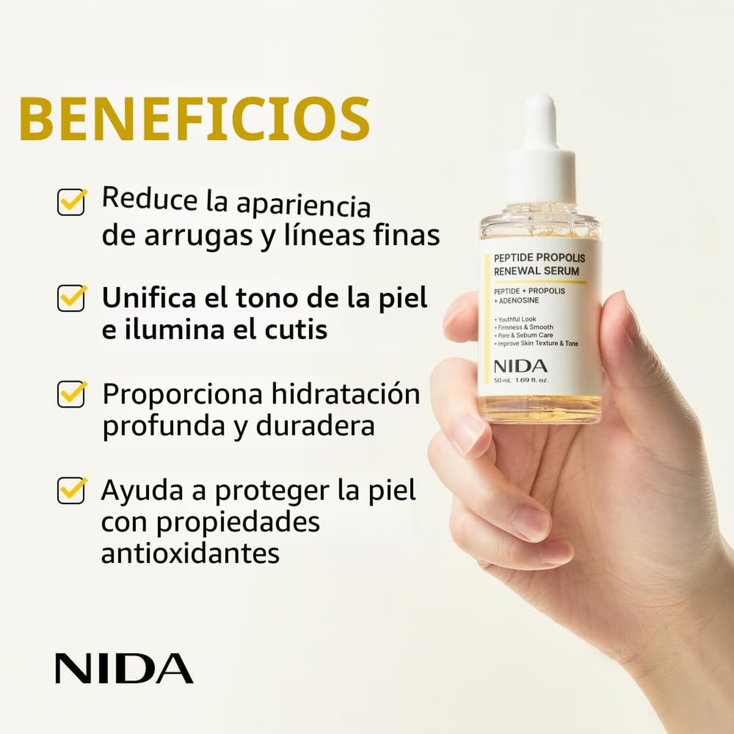 Peptide Propolis Renewal Serum (nida) -50ml Serum Antiedad Con Prop&oacute;leo Y P&eacute;ptidos image number 3.0