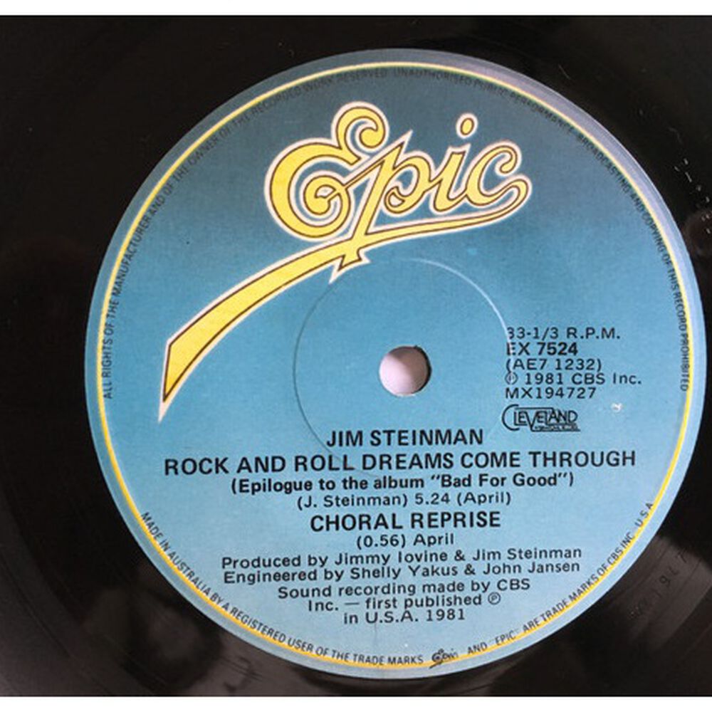 Jim Steinman - Rock And Roll Dreams Come Through | 7" Single Usado image number 2.0