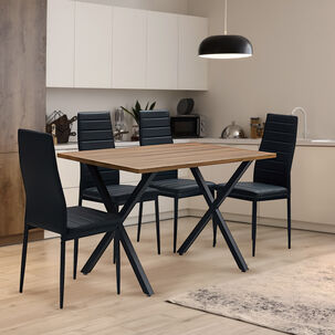 Comedor Bristol Mesa 70x75x120 4 Sillas Pu Negro