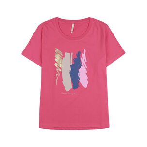 Polera Lisa Con Estampado Frontal Manga Corta Cuello Redondo Mujer Geeps