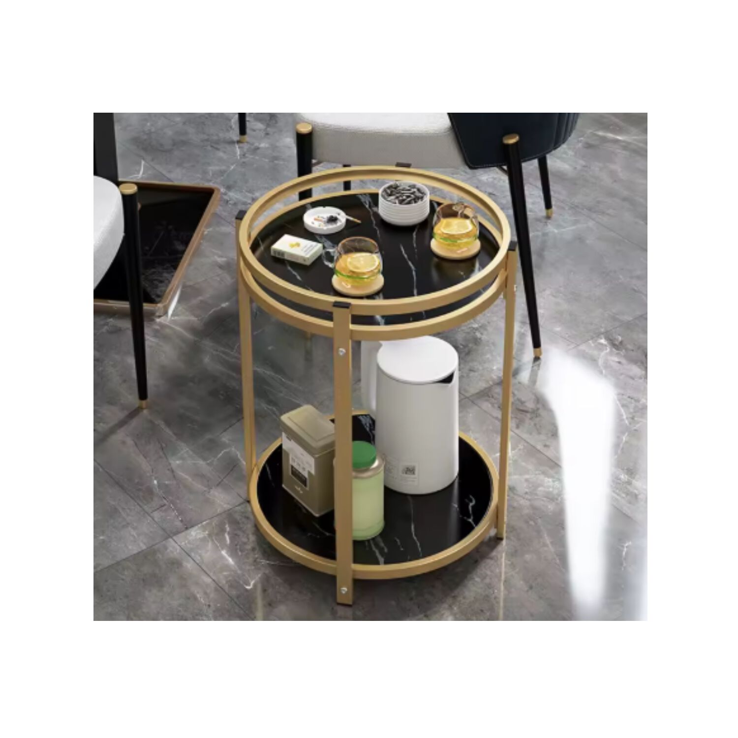 Mesa De Centro Auxiliar De Metal Moderna 2 Niveles 45x45x54 image number 1.0