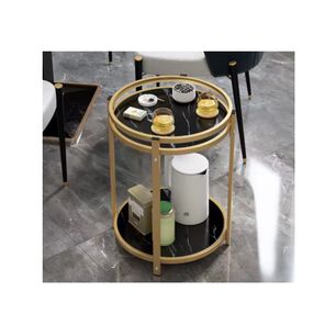 Mesa De Centro Auxiliar De Metal Moderna 2 Niveles 45x45x54