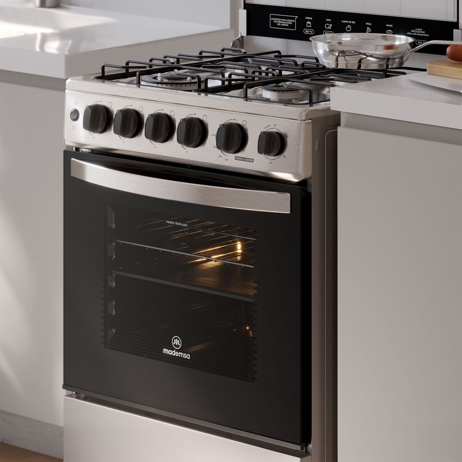 Cocina A Gas 4 Platos Horno Vapor Y Triple Llama Fm4ssc Inox image number 11.0