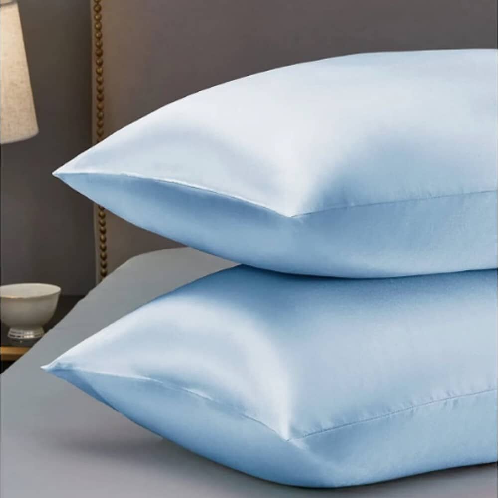 Set 2 Funda Almohada Sat&iacute;n Celeste image number 2.0