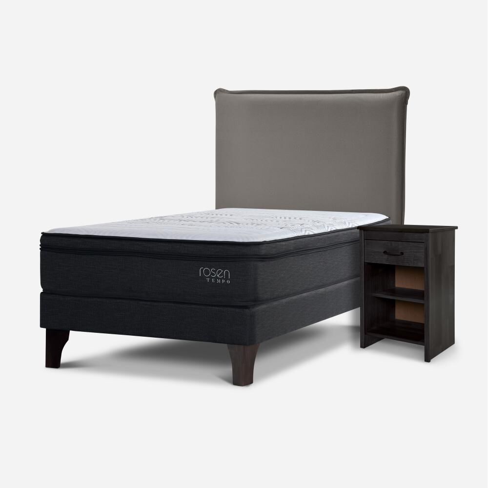 Cama Europea Rosen Tempo / 1.5 Plazas / Base Normal  + Set Maderas Maurice Gris image number 1.0