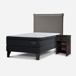 Cama Europea Rosen Tempo / 1.5 Plazas / Base Normal  + Set Maderas Maurice Gris