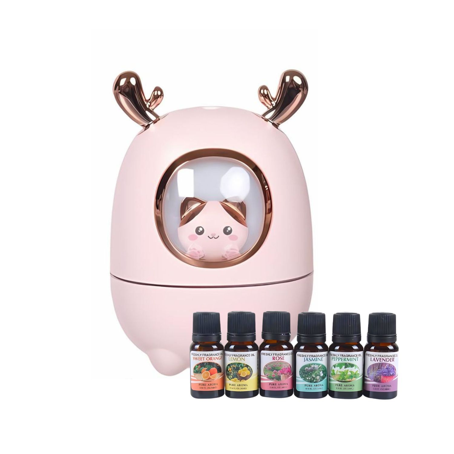 Pack Humidificador Nave Espacial Gato + 6 Esencias Aromaticas image number 1.0