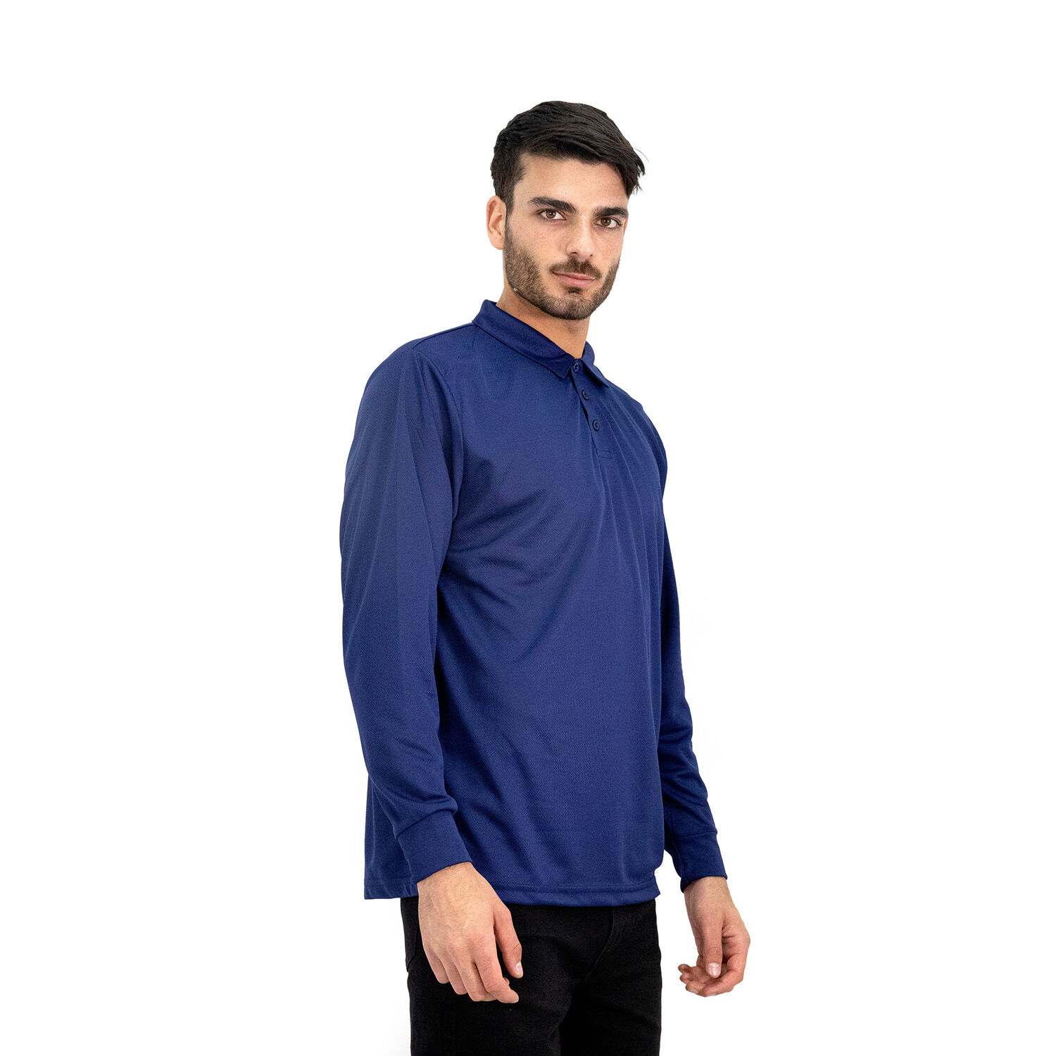 Polera Cooldry Quebec Manga Larga Azul image number 0.0