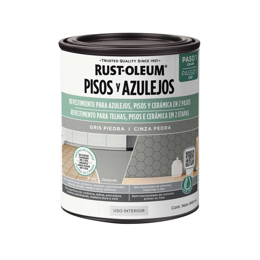 Revestimiento Para Pisos, Cerámicas Y Porcelanatos Paso 1 946ml Gris Piedra - Rust Oleum image number 0.0