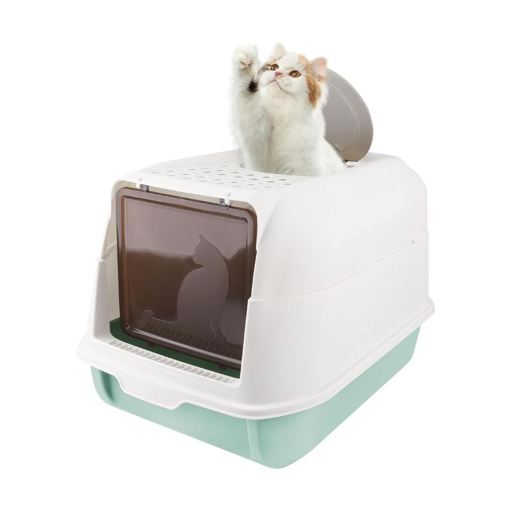 Arenero Para Gatos Ba&ntilde;o Cerrado Antisalpicaduras Con Pala Celeste image number 2.0