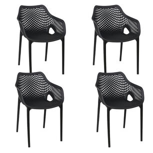 Set 4 Sillas Terraza Pl&aacute;stica Qatar Negra