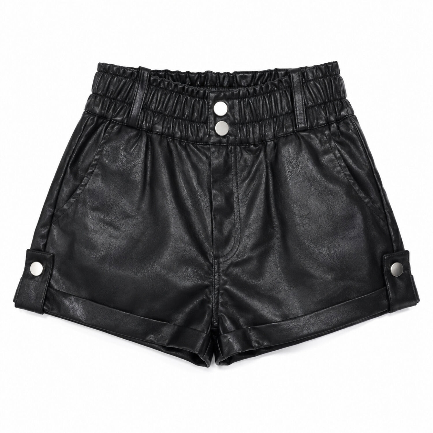Short Ecocuero Ni&ntilde;a Cuerina Efecto Cuero Negro Moda image number 1.0