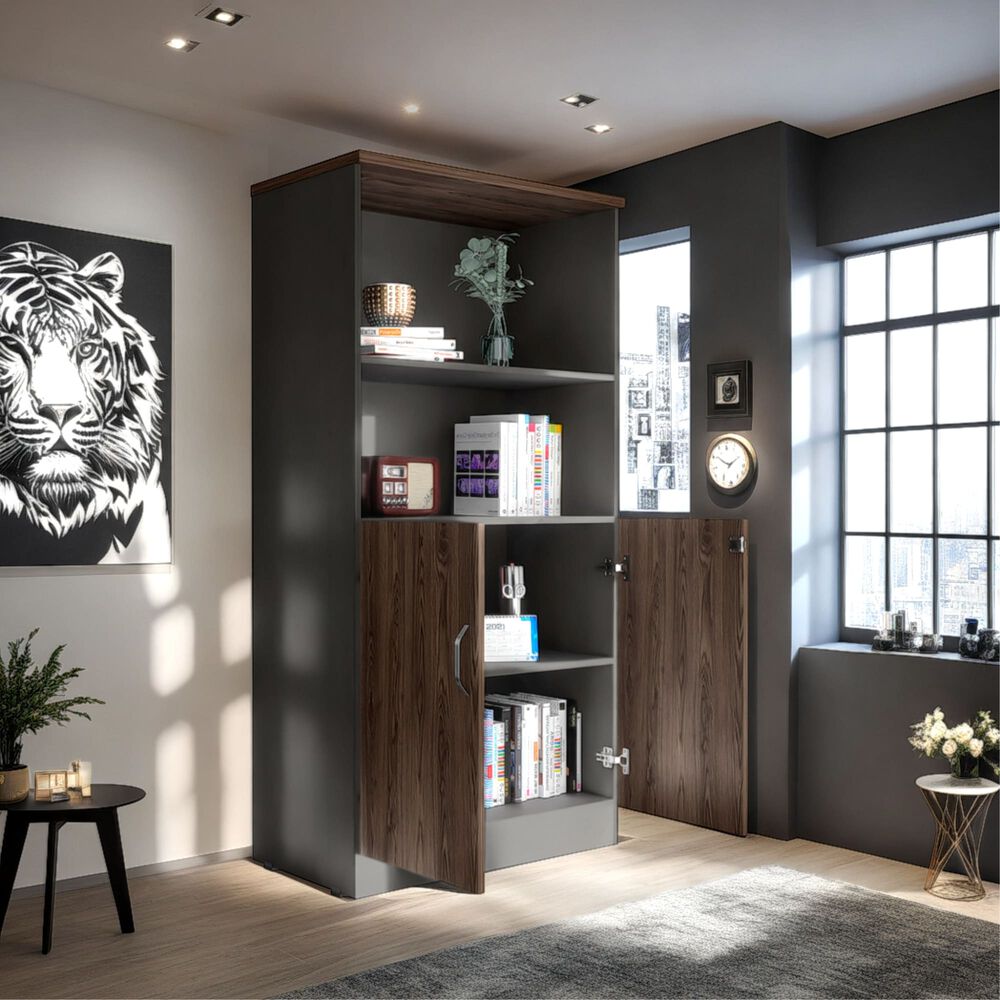 Librero 2 Puertas Fm-003n Negro Y Caf&eacute; Oscuro image number 7.0