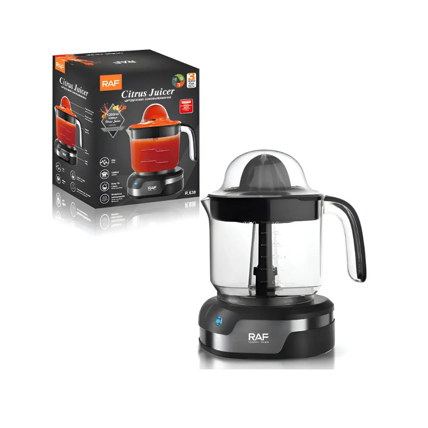 Exprimidor El&eacute;ctrico C&iacute;tricos 1.2 Litros Autom&aacute;tico Pl&aacute;stico Negro image number 0.0