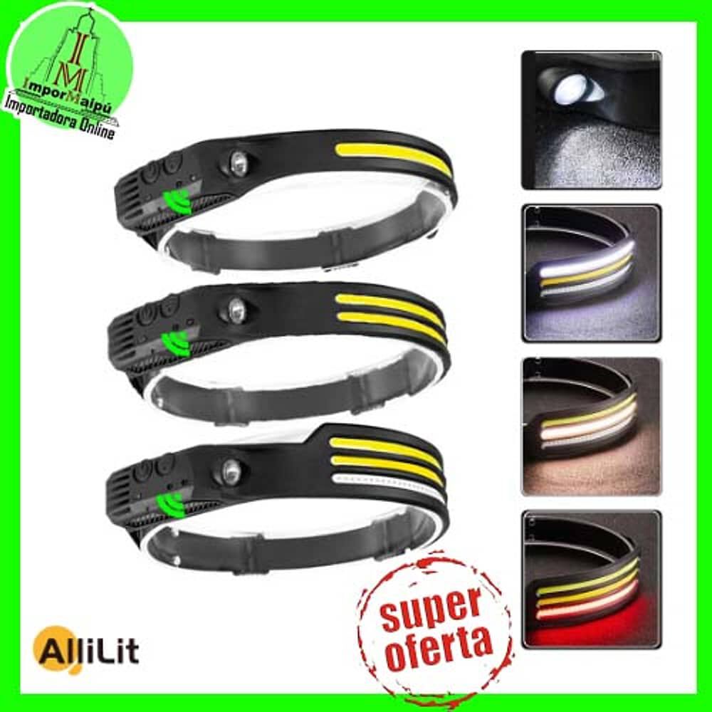 Luz Linterna Cintillo Cabeza 1 Tira Led Doble Sensor Recargable Usb Potente Cob Frontal image number 2.0