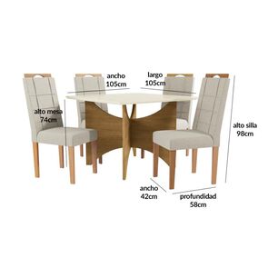 Juego De Comedor Yardas Bari / 4 Sillas