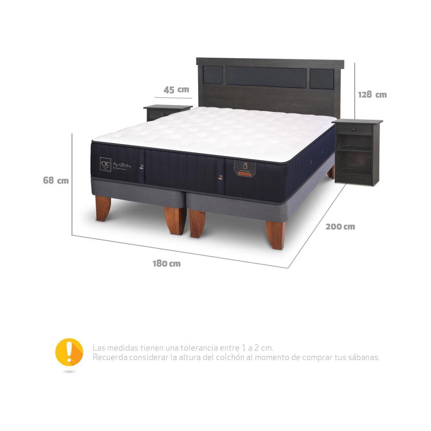 Cama Europea Cic Premium / King / Base Dividida + Set De Maderas image number 5.0