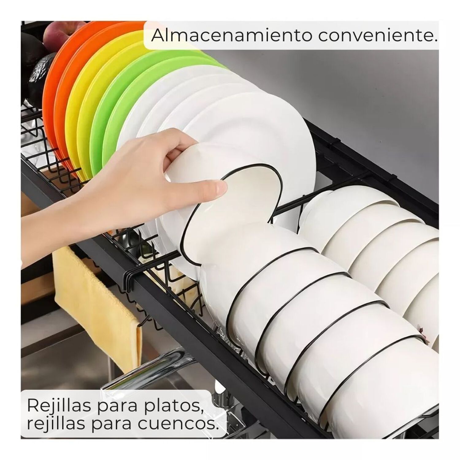 Escurridor De Platos Fregadero 2 Niveles Ajustable Acero Al Carbono Inox image number 2.0