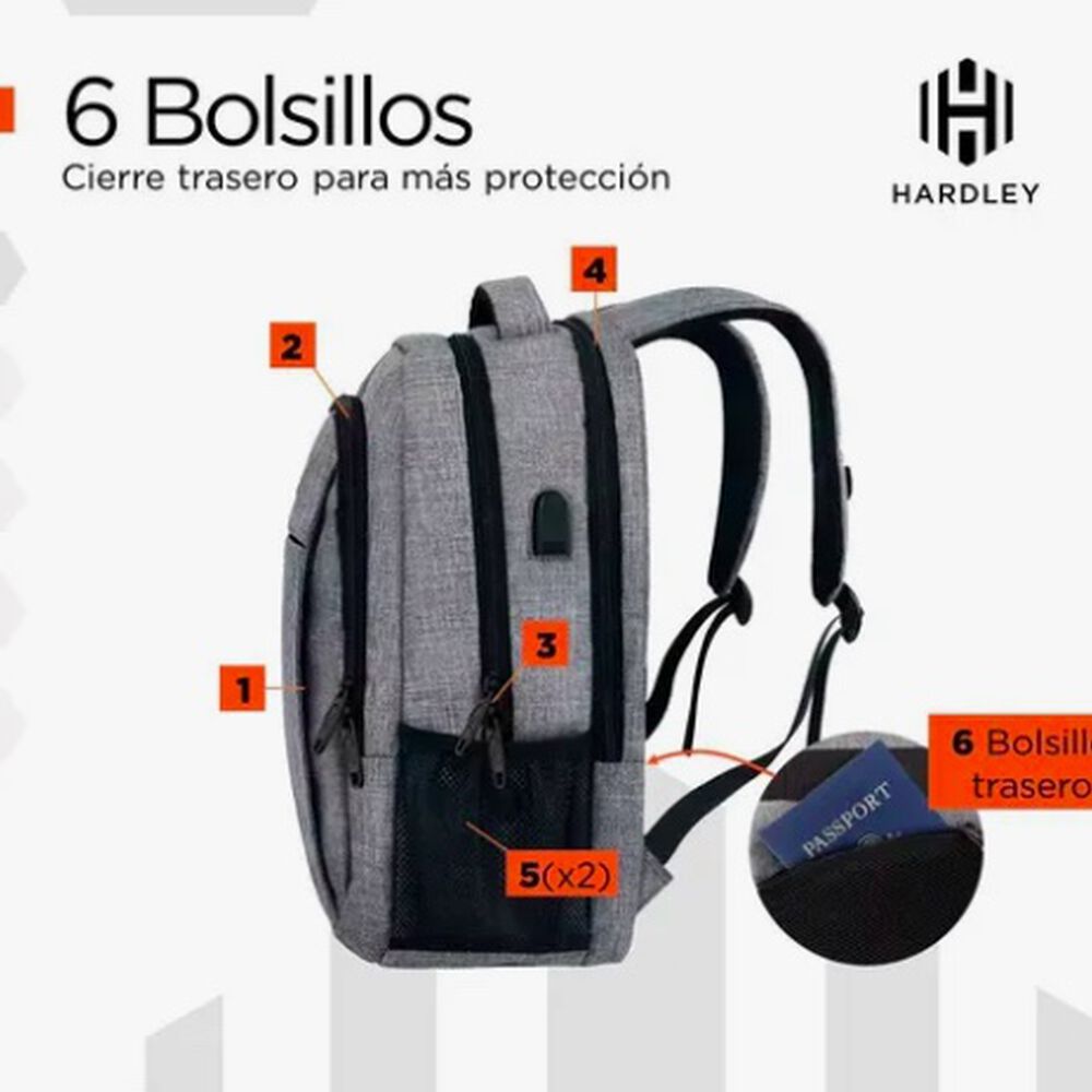 Mochila Notebook Antirrobo Gris image number 1.0