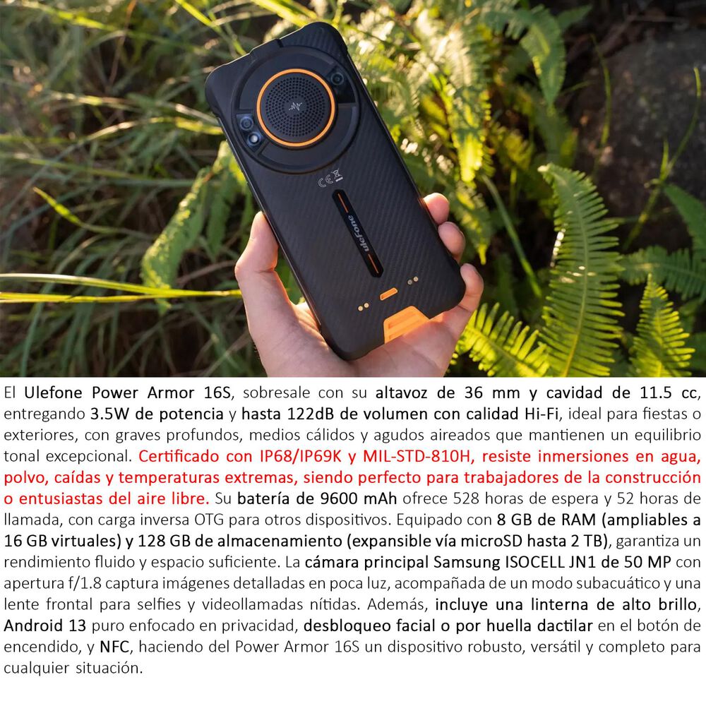 Ulefone Power Armor 16s - Sonido Hi-fi, Batería De 9600mah Y Resistencia Extrema image number 1.0