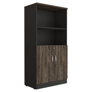 Librero 2 Puertas Fm-003n Negro Y Café Oscuro