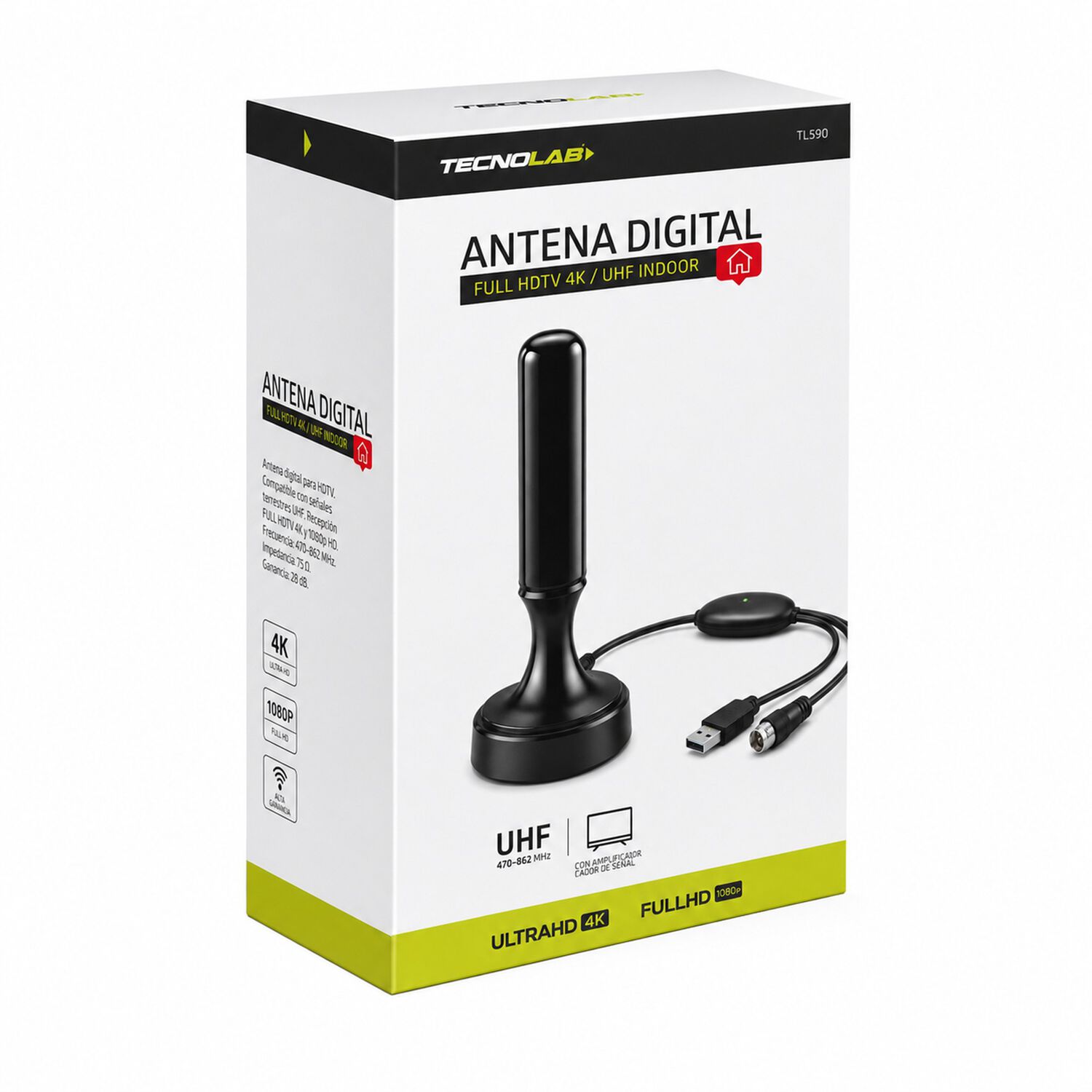 Antena De Tv Digital Amplificada 5mt 4k Ultra Hd / Fhd Tl590 image number 6.0