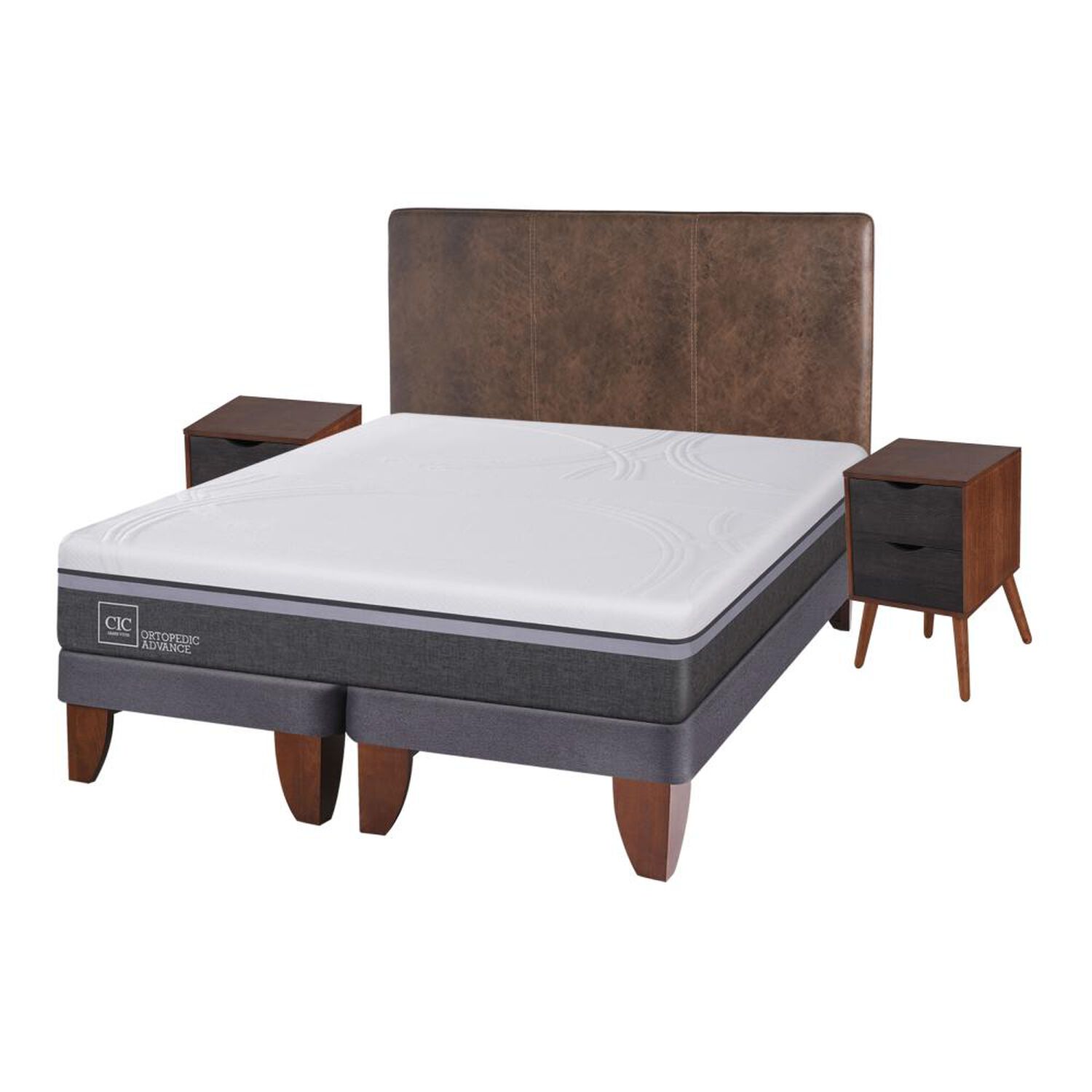 Cama Europea Cic Ortopedic Advance / King / Base Dividida  + Set De Maderas image number 1.0