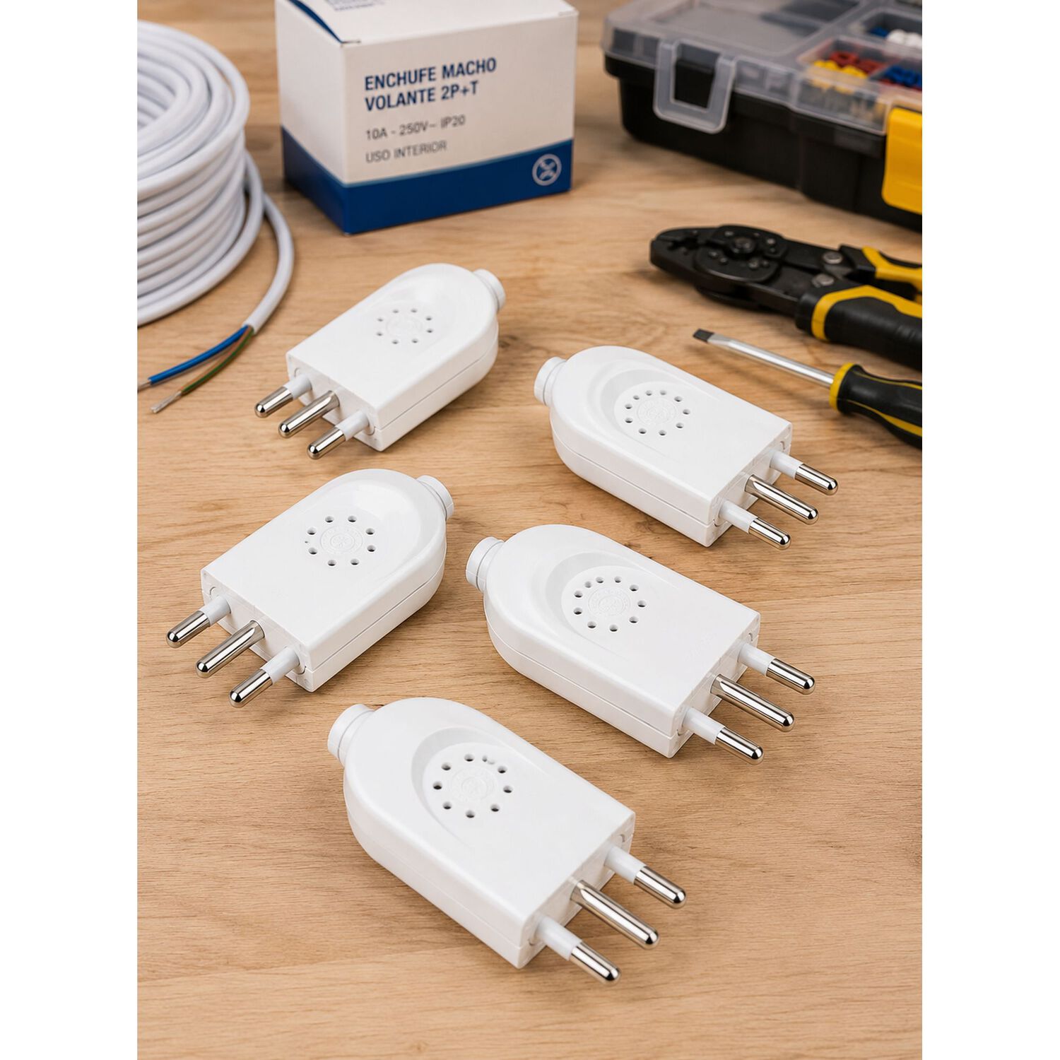 Pack 5 Enchufe Macho Volante 2p+t 10a 250v Certificado image number 4.0